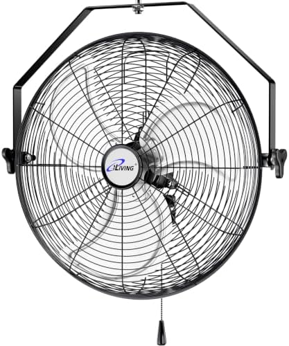 20 Inch Wall Mount Fan, 4750 CFM High Velocity Metal Fan with 3 Speeds, Sealed Motor & 360° Tilt, Heavy Duty