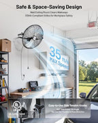 20 Inch Wall Mount Fan, 4750 CFM High Velocity Metal Fan with 3 Speeds, Sealed Motor & 360° Tilt, Heavy Duty, alternate view