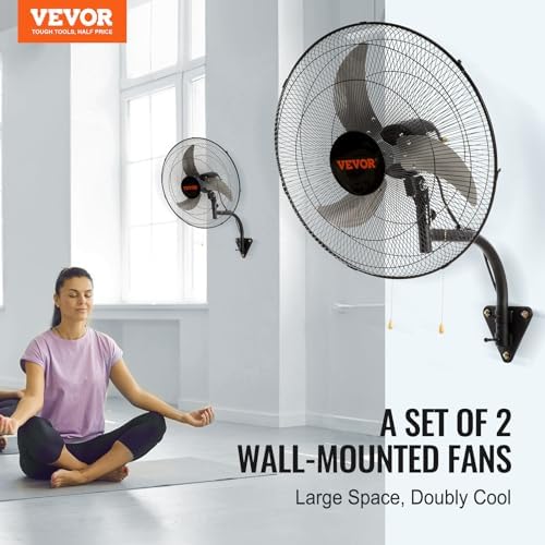 20 Inch Wall Mount Fan, Oscillating, 3-Speed, 4000 CFM, 2 Pack, alternate view 4