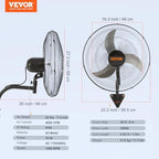 20 Inch Wall Mount Fan, Oscillating, 3-Speed, 4650 CFM, alternate view 3