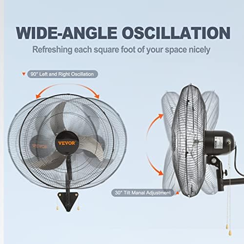 20 Inch Wall Mount Fan, Oscillating, 3-Speed, 4650 CFM, alternate view 6