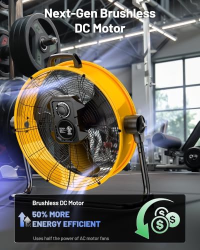 20 Inches 5703 CFM Heavy Duty High Velocity Barrel Floor Drum Fan With DC Brushless Motor, Stepless Speed, alternate view 3