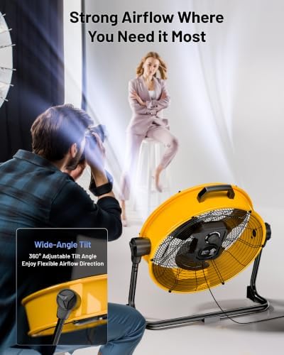 20 Inches 5703 CFM Heavy Duty High Velocity Barrel Floor Drum Fan With DC Brushless Motor, Stepless Speed, alternate view 5