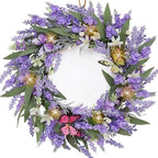 20" Lavender Wreath with LED Lights & Butterflies, Front Door Decor