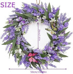 20" Lavender Wreath with LED Lights & Butterflies, Front Door Decor, alternate view 2
