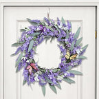 20" Lavender Wreath with LED Lights & Butterflies, Front Door Decor, alternate view 7