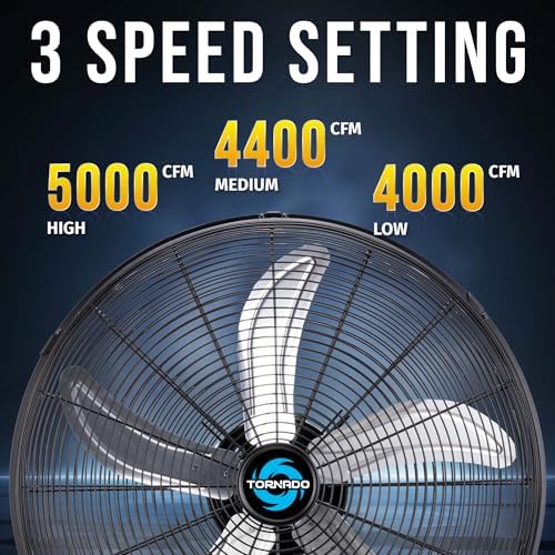 20” Oscillating Pedestal Fan - 5000 CFM, Stand Fan, 3-Speed, 1/6 HP, 6.6 FT, Industrial & Commercial Use, UL, alternate view