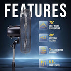 20” Oscillating Pedestal Fan - 5000 CFM, Stand Fan, 3-Speed, 1/6 HP, 6.6 FT, Industrial & Commercial Use, UL, alternate view