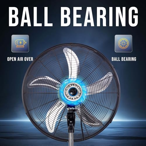 20” Oscillating Pedestal Fan - 5000 CFM, Stand Fan, 3-Speed, 1/6 HP, 6.6 FT, Industrial & Commercial Use, UL, alternate view