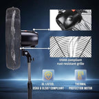 20” Oscillating Pedestal Fan - 5000 CFM, Stand Fan, 3-Speed, 1/6 HP, 6.6 FT, Industrial & Commercial Use, UL, alternate view