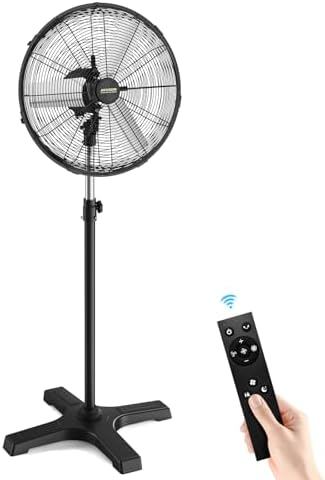 20" Outdoor Pedestal Fan with Remote, High Velocity BLDC Motor