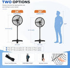 20" Outdoor Pedestal Fan with Remote, High Velocity BLDC Motor, alternate view 2
