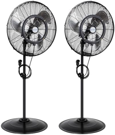 20" Outdoor Pedestal Misting Fan, High-Velocity Patio Misting Fans with 3 Speeds for Outside, Waterproof Tilting