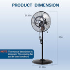 20" Outdoor Pedestal Misting Fan, High-Velocity Patio Misting Fans with 3 Speeds for Outside, Waterproof Tilting, alternate