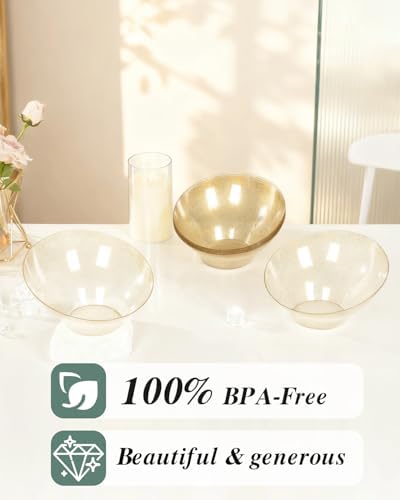 20 Oz Clear with Gold Glitter Plastic Angled Serving Bowls, 12 Pack in 20oz in Gold Glitter, alternate view 4