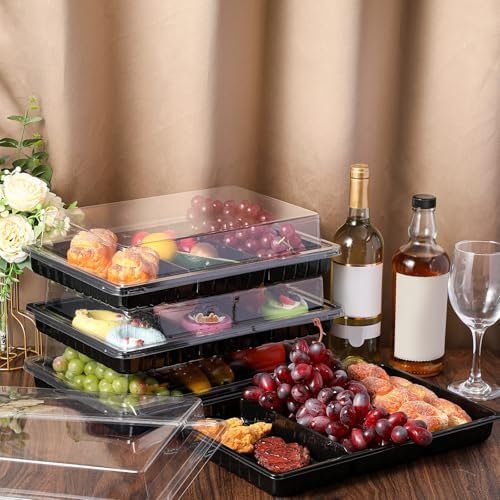 20 Pack 15 x 10 Inch 3 Section Large Charcuterie Board with Lid in 15 x 10 Inch in black, alternate view 2