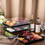 20 Pack 15 x 10 Inch 3 Section Large Charcuterie Board with Lid in 15 x 10 Inch in black, alternate view 2