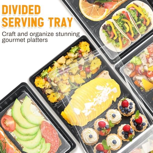 20 Pack 15 x 10 Inch 3 Section Large Charcuterie Board with Lid in 15 x 10 Inch in black, alternate view 5