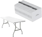 20 Pack 6FT Folding Tables, Heavy Duty, Carry Handle, White in White