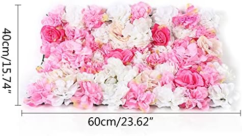 20 Pack Artificial Flower Wall Panels 24" x 16" Pink&White Faux Hydrangea and Rose Artificial Flower Backdrop, alternate view