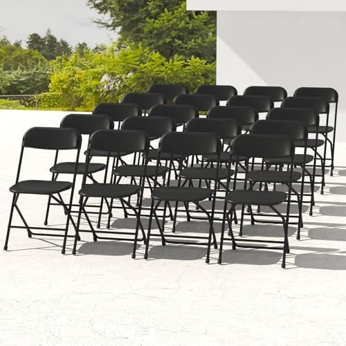 20 Pack Black Folding Chairs for School Events Wedding Party Picnic