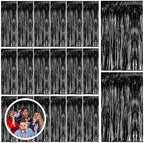 20 Pack Black Party Streamers Backdrop Tinsel Foil Fringe Curtains Halloween Party Decorations Birthday