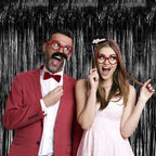 20 Pack Black Party Streamers Backdrop Tinsel Foil Fringe Curtains Halloween Party Decorations Birthday, alternate view 7
