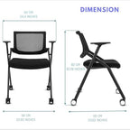 20 Pack Conference Room Chairs with Wheels and Paddle, Ergonomic Mesh Back and Arms for Home Office Desk Folding, alternate