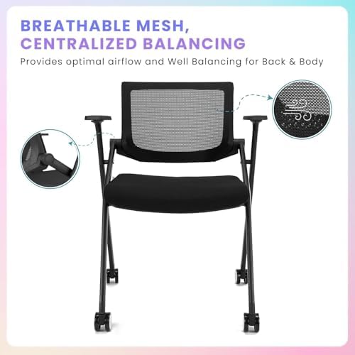 20 Pack Conference Room Chairs with Wheels and Paddle, Ergonomic Mesh Back and Arms for Home Office Desk Folding, alternate