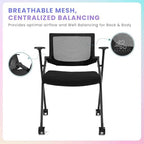 20 Pack Conference Room Chairs with Wheels and Paddle, Ergonomic Mesh Back and Arms for Home Office Desk Folding, alternate