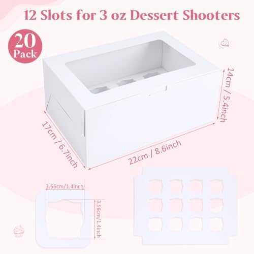 20 Pack Dessert Shooter Box with Window, 12 Count 3 oz, White in 12 Count 3 oz in White, alternate view 3