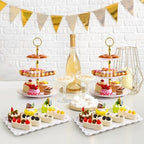 20 Pack Dessert Table Display Set 8 Pcs 3 Tiered Cupcake Stand with Gold Edges 12 Pcs White Dessert Serving Tray, alternate
