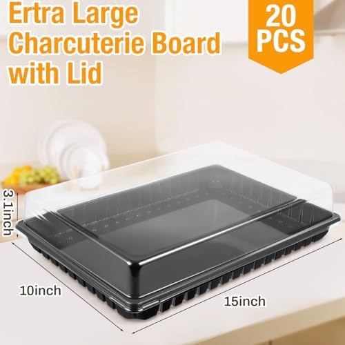 20 Pack Extra Large Charcuterie Board with Lids in Black, alternate view 3