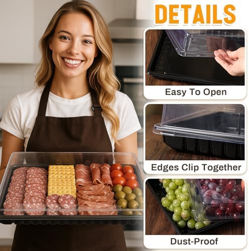 20 Pack Extra Large Charcuterie Board with Lids in Black, alternate view 4