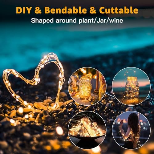 20 Pack Fairy Lights Battery Operated 7ft 20 LED Mini String Lights Twinkle Lights Silver Wire Firefly Starry, alternate view