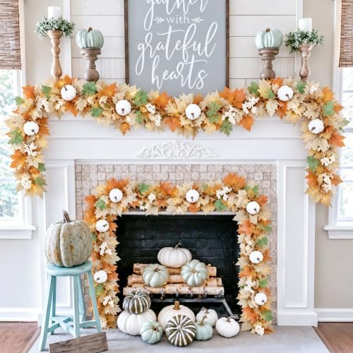 20 Pack Fall Garland, 118Ft Artificial Autumn Maple Leaves Vines Thanksgiving Halloween Harvest Decor for