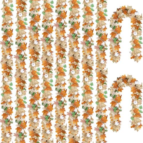 20 Pack Fall Garland, 118Ft Artificial Autumn Maple Leaves Vines Thanksgiving Halloween Harvest Decor for, alternate view 3