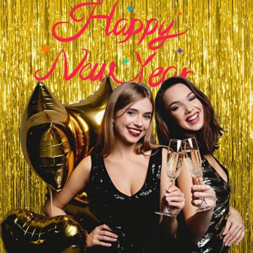 20 Pack Foil Curtain Backdrop Gold Metallic Tinsel Foil Fringe Curtains Photo Booth Props for Birthday Wedding, alternate
