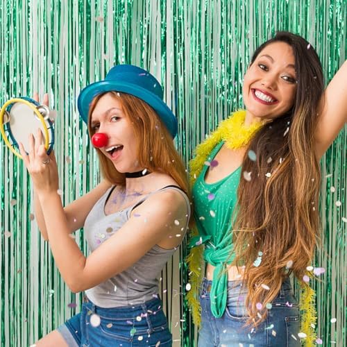 20 Pack Foil Curtain Backdrop Green Metallic Tinsel Foil Fringe Curtains Photo Booth Props for Birthday Wedding, alternate
