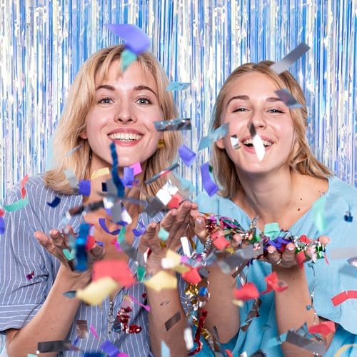 20 Pack Foil Curtain Backdrop Iridescent Metallic Tinsel Foil Fringe Curtains Photo Booth Props for Birthday, alternate view
