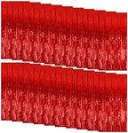 20 Pack Foil Curtain Backdrop Red Metallic Tinsel Foil Fringe Curtains Photo Booth Props for Birthday Wedding