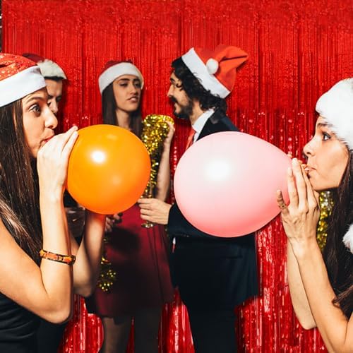 20 Pack Foil Curtain Backdrop Red Metallic Tinsel Foil Fringe Curtains Photo Booth Props for Birthday Wedding, alternate view