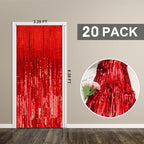 20 Pack Foil Curtain Backdrop Red Metallic Tinsel Foil Fringe Curtains Photo Booth Props for Birthday Wedding, alternate view