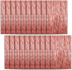 20 Pack Foil Curtain Backdrop Rose Gold Metallic Tinsel Foil Fringe Curtains Photo Booth Props for Birthday