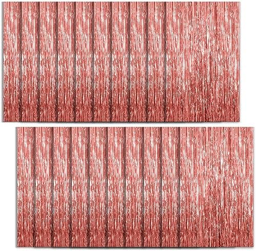 20 Pack Foil Curtain Backdrop Rose Gold Metallic Tinsel Foil Fringe Curtains Photo Booth Props for Birthday