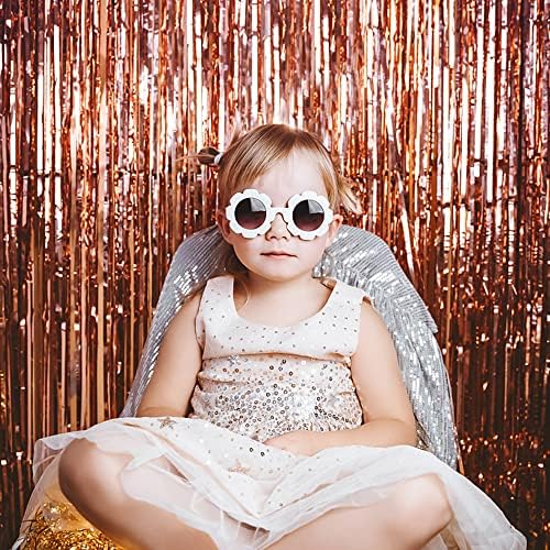 20 Pack Foil Curtain Backdrop Rose Gold Metallic Tinsel Foil Fringe Curtains Photo Booth Props for Birthday, alternate view 2