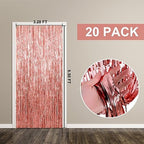 20 Pack Foil Curtain Backdrop Rose Gold Metallic Tinsel Foil Fringe Curtains Photo Booth Props for Birthday, alternate view 7