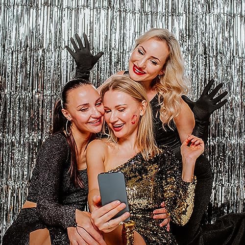 20 Pack Foil Curtain Backdrop Silver Metallic Tinsel Foil Fringe Curtains Photo Booth Props for Birthday Wedding, alternate