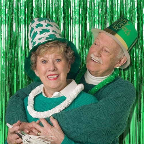 20 Pack Green Streamers Backdrop Jungle Party Decorations Foil Fringe Backdrop Curtains Photo Booth Backdrop for, alternate