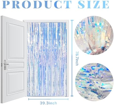 20 Pack Iridescent Backdrop Party Decorations Tinsel Curtain Party Backdrop Foil Fringe Birthday Decorations, alternate view